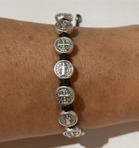 Medjugorje Black and Silver St. Benedict Medal Bracelets