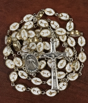 Beautiful Medjugorje Gold and White Rosaries