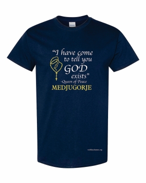 Medjugorje &quot;God exists&quot; round-neck T-shirt