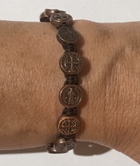 Medjugorje Brown and Bronze St. Benedict Medal Bracelets